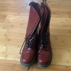 Red Doc Martens 14 eye